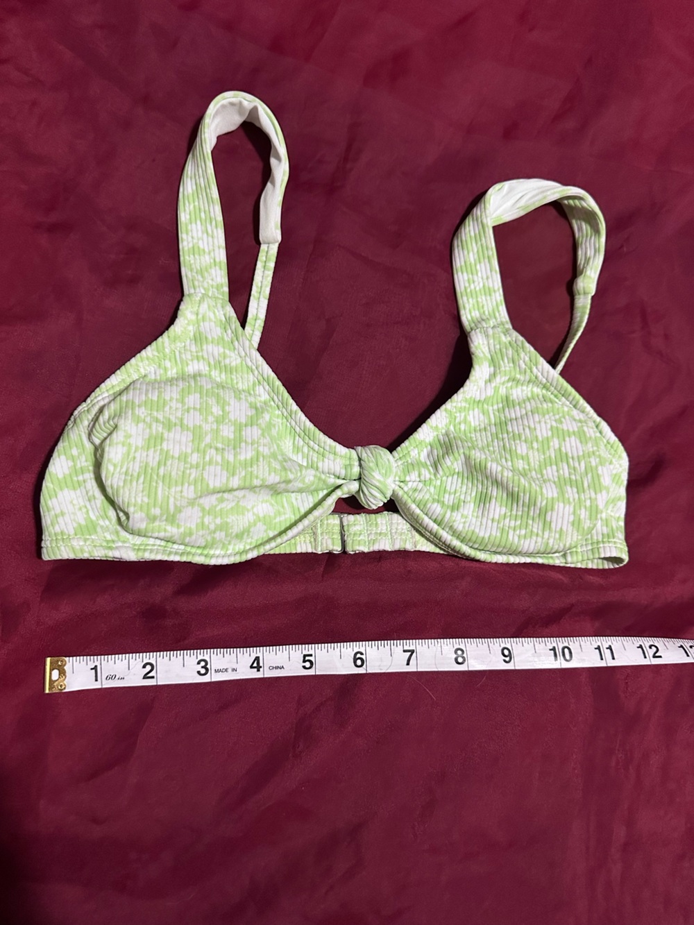 Xhilaration Light Green Floral Knot Bikini Top